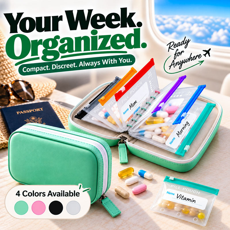 Zolmeriq™ Modular Wellness Wallet – 7-Day Travel Pill & Vitamin Organizer Case