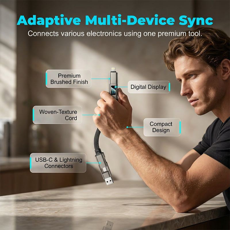 Zolmeriq™4-in-1 Digital Display Keychain Charging Cable