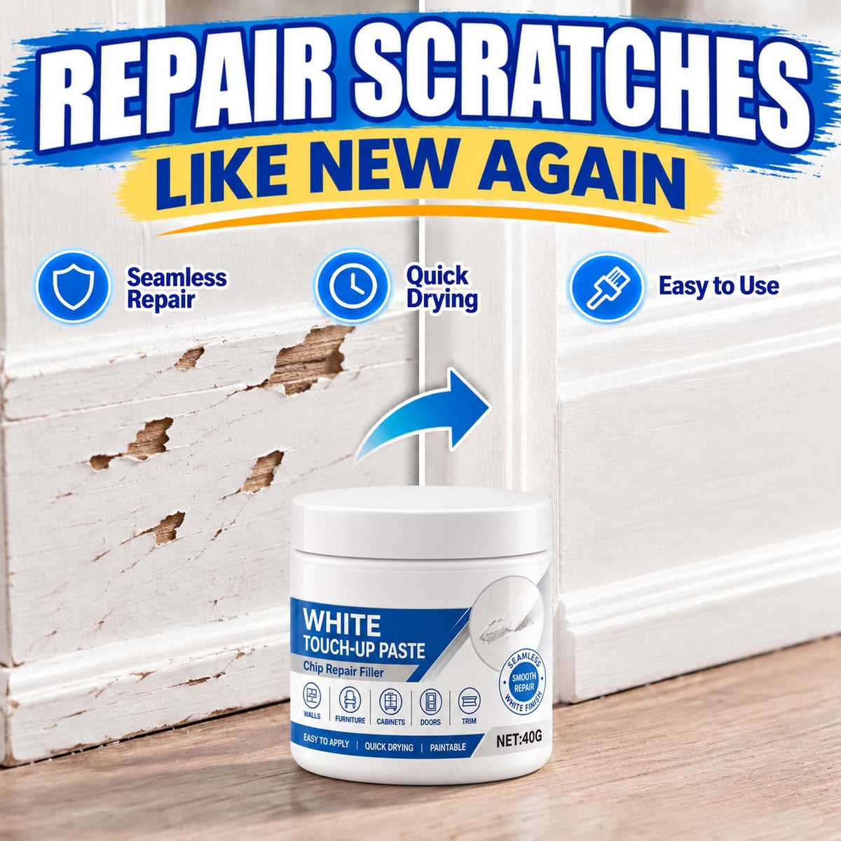 White Furniture Touch-Up Paste with Brush