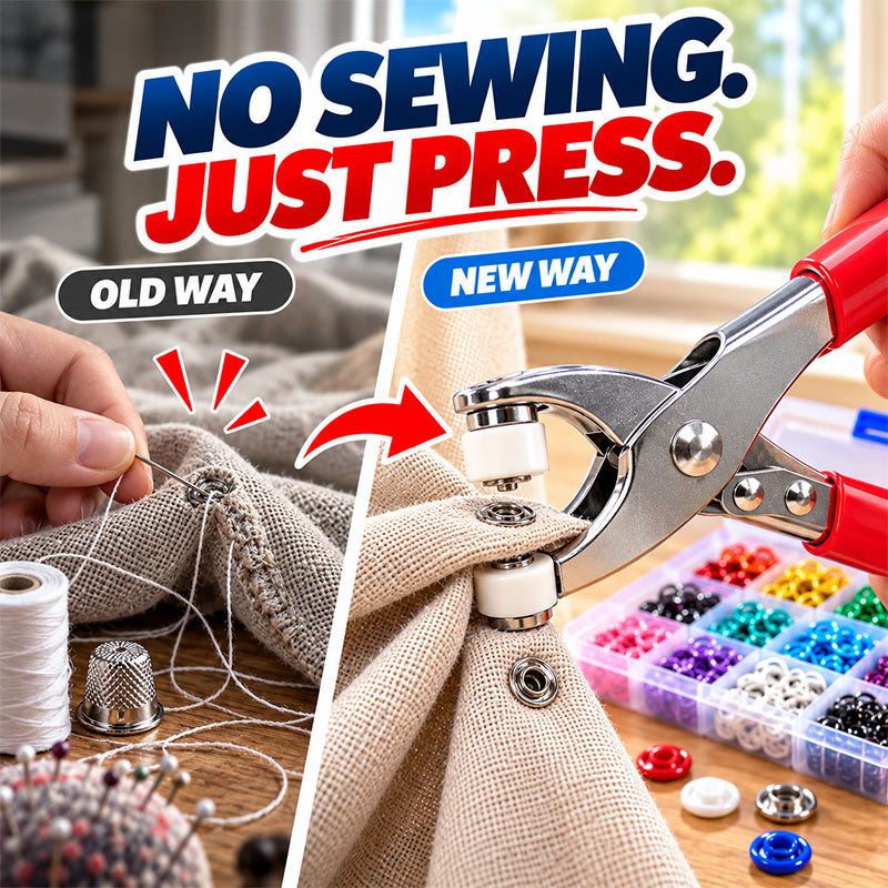 Zolmeriq™ Pro-Snap No-Sew Button Kit – Complete tools, easy use & durable fixes