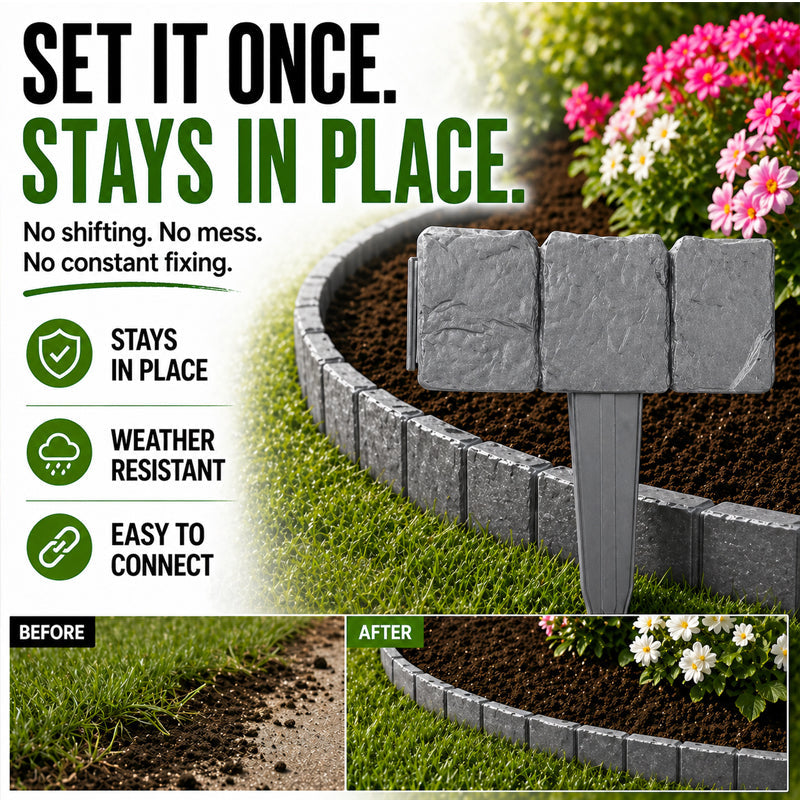 🌿✨Zolmeriq™ Stone-Look Edging Fence - Garden Edges That Stay Clean🏡♻️