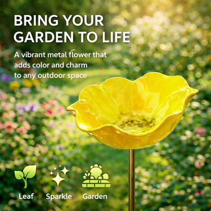 🎁Zolmeriq™ Handmade Metal Flower Garden Stake Bird Bath🐦