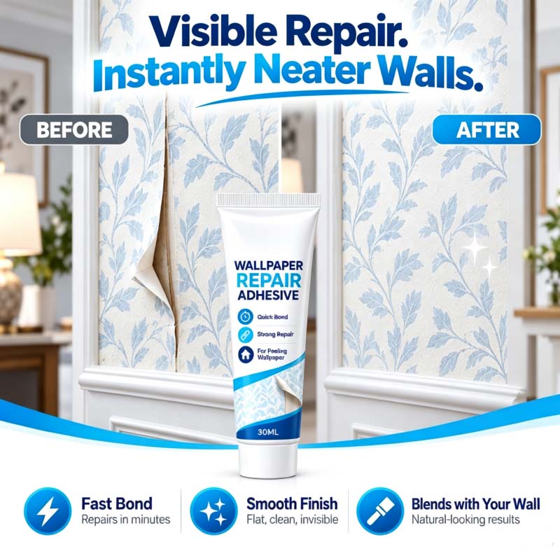 🛡️Zolmeriq™ Heavy-Duty Wallpaper Adhesive – invisible clear finish, no residue or bumps.  🔧💚 (offer)