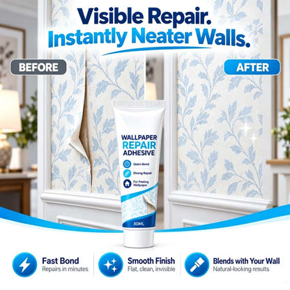 🛡️Zolmeriq™ Heavy-Duty Wallpaper Adhesive – invisible clear finish, no residue or bumps.  🔧💚 (offer)