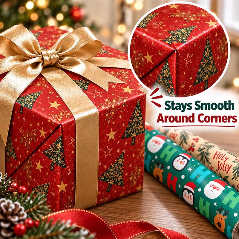 Christmas-themed gift wrapping paper
