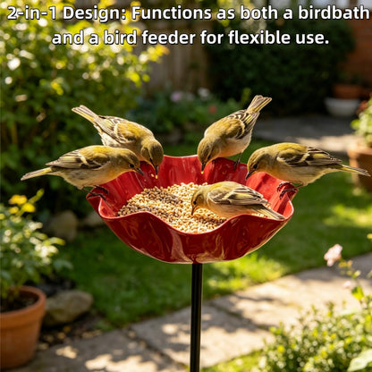 🎁Zolmeriq™ Handmade Metal Flower Garden Stake Bird Bath🐦