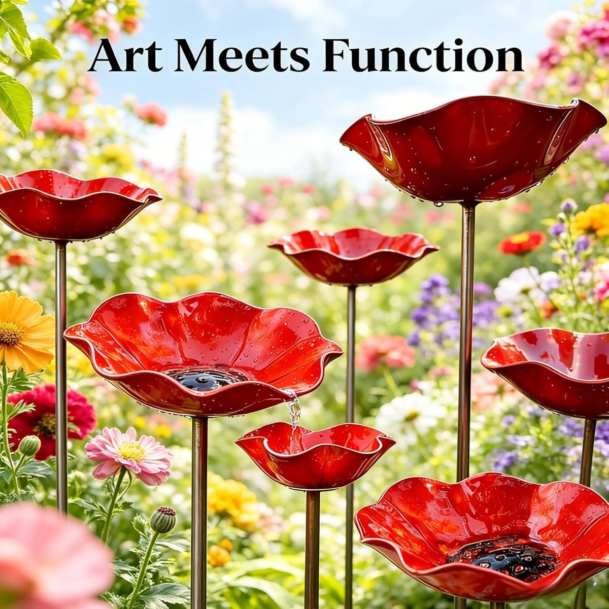 🎁Zolmeriq™ Handmade Metal Flower Garden Stake Bird Bath🐦