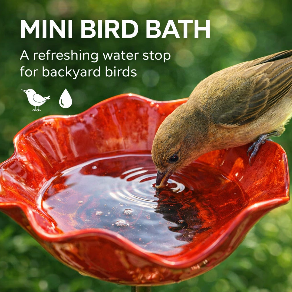 🎁Zolmeriq™ Handmade Metal Flower Garden Stake Bird Bath🐦