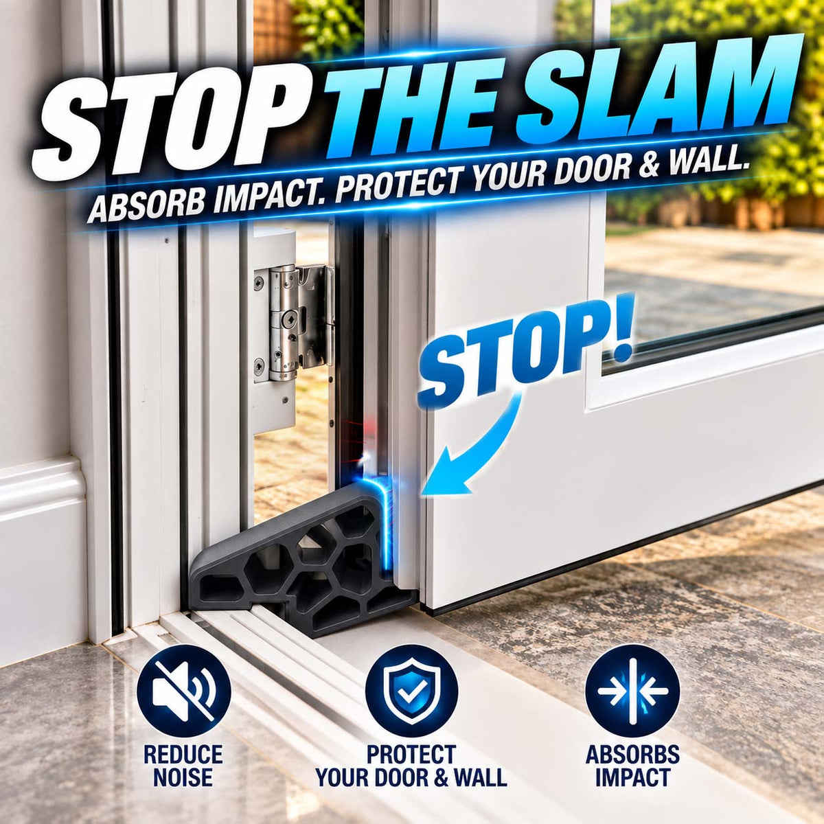 🥳Zolmeriq™ Secure Track Door Stop – Absorbs impact, reduces slamming & protects rails. 🛡️🔇