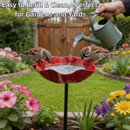🎁Zolmeriq™ Handmade Metal Flower Garden Stake Bird Bath🐦