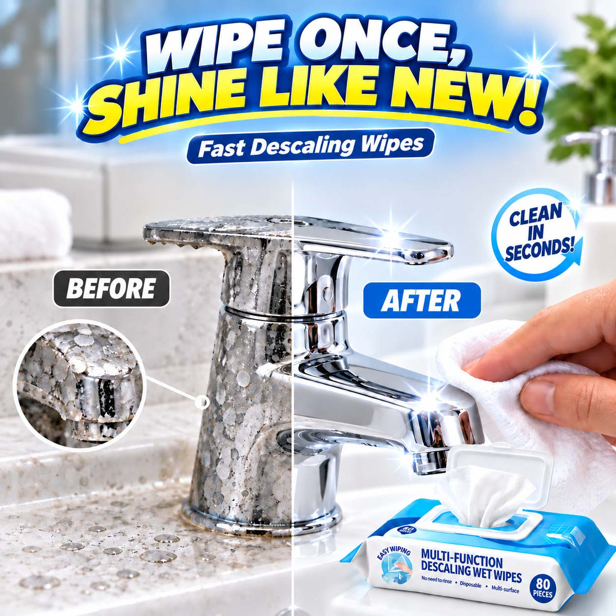 Zolmeriq™ Multi-function Bathroom Descaling Cleaning Wipes