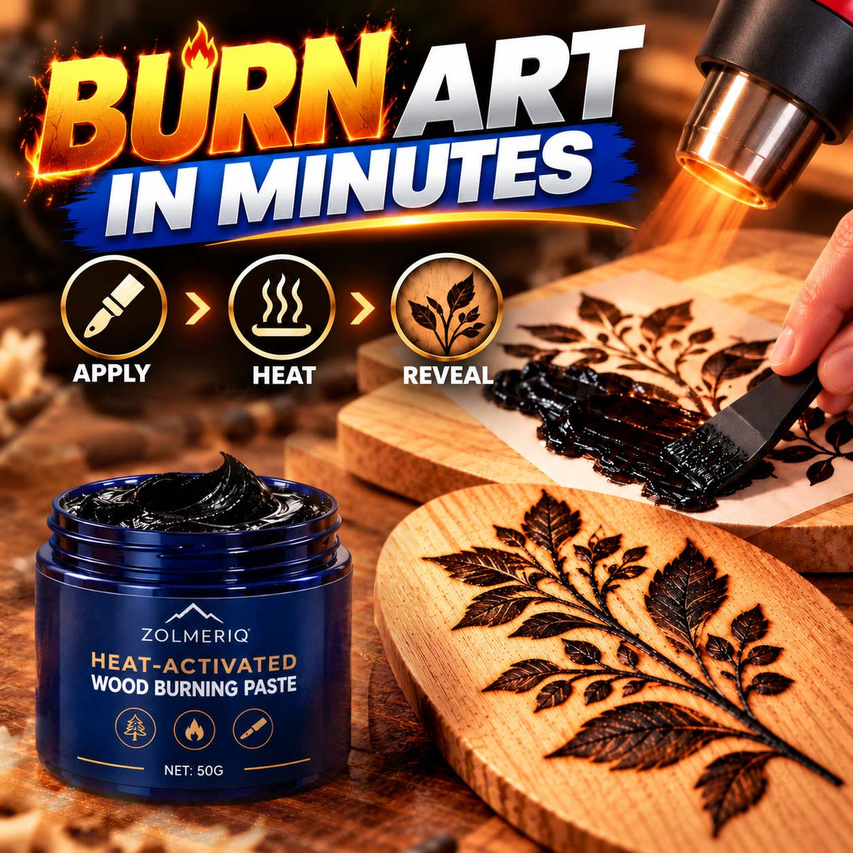 Zolmeriq™ Heat-Activated Wood Burning Paste