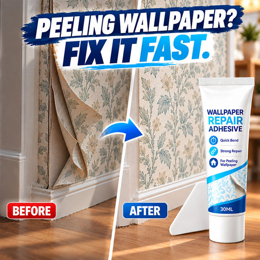 🛡️Zolmeriq™ Heavy-Duty Wallpaper Adhesive – invisible clear finish, no residue or bumps.  🔧💚