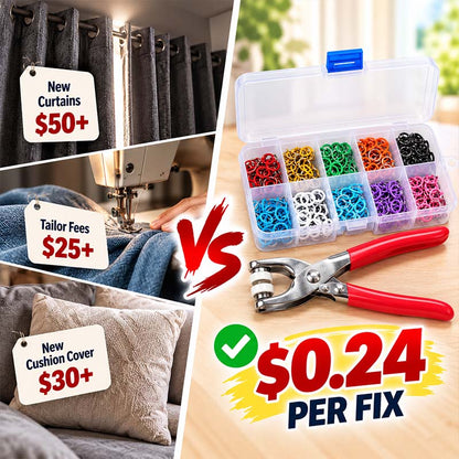 🏠 Zolmeriq™ Pro-Snap No-Sew Button Kit – Complete tools, easy use & durable fixes