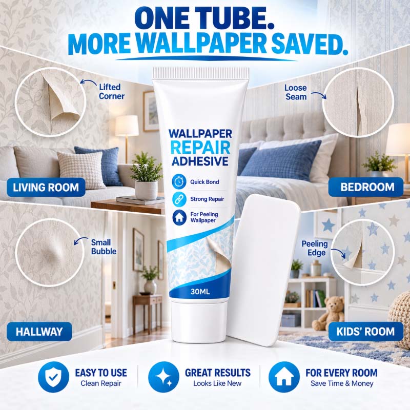 🛡️Zolmeriq™ Heavy-Duty Wallpaper Adhesive – invisible clear finish, no residue or bumps.  🔧💚 (offer)