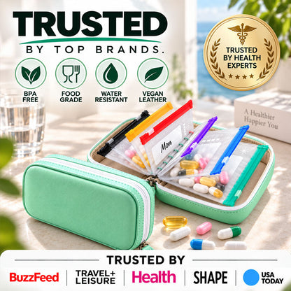 Zolmeriq™ Modular Wellness Wallet – 7-Day Travel Pill & Vitamin Organizer Case