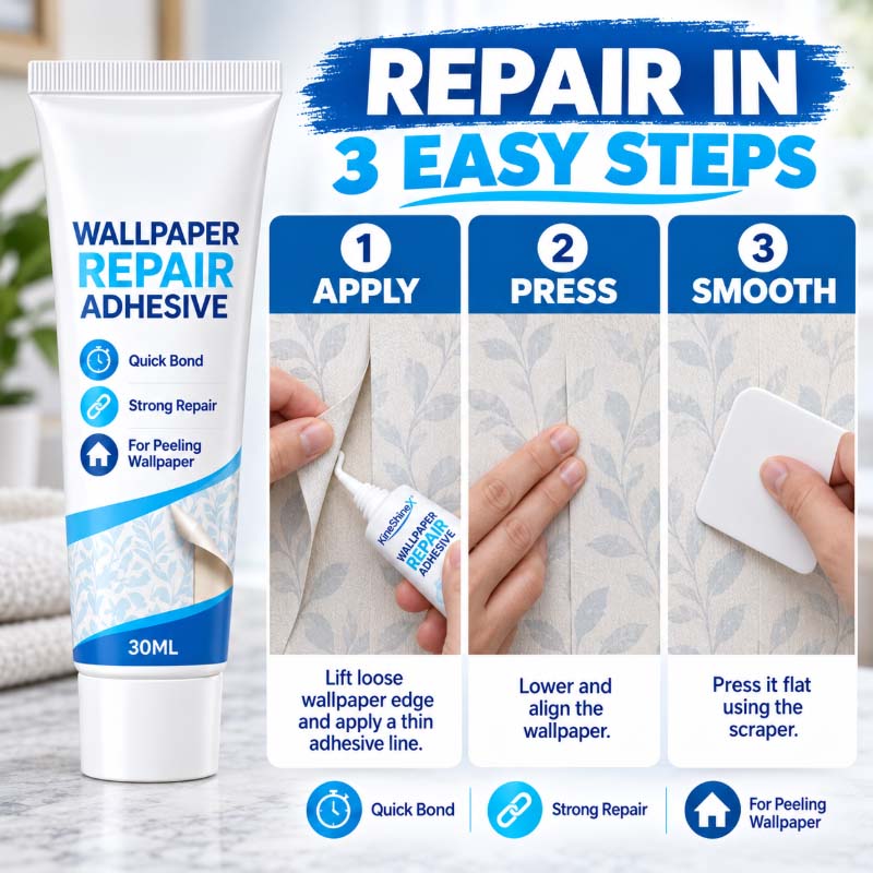 🛡️Zolmeriq™ Heavy-Duty Wallpaper Adhesive – invisible clear finish, no residue or bumps.  🔧💚 (offer)