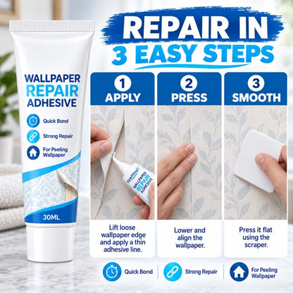 🛡️Zolmeriq™ Heavy-Duty Wallpaper Adhesive – invisible clear finish, no residue or bumps.  🔧💚 (offer)