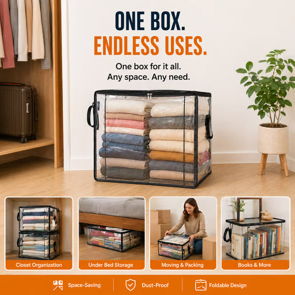 🎁 Transparent Large-Capacity Dustproof & Moisture-Proof Storage Bag – Declutter Your Home Fast ✨