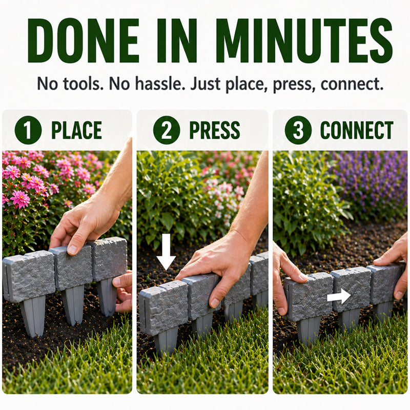 🌿✨Zolmeriq™ Stone-Look Edging Fence - Garden Edges That Stay Clean🏡♻️