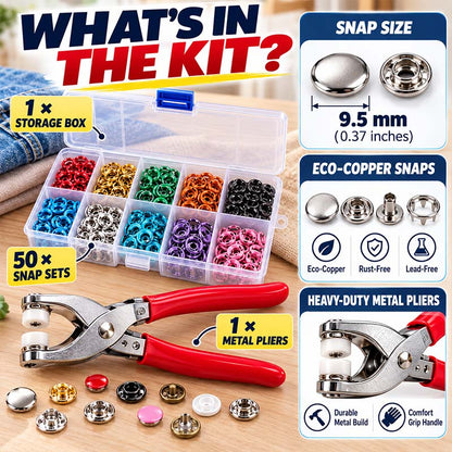 Zolmeriq™ Pro-Snap No-Sew Button Kit – Complete tools, easy use & durable fixes