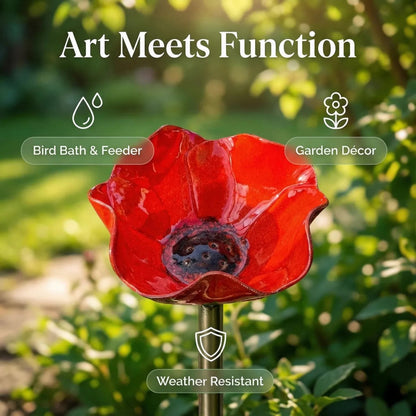 🎁Zolmeriq™ Handmade Metal Flower Garden Stake Bird Bath🐦