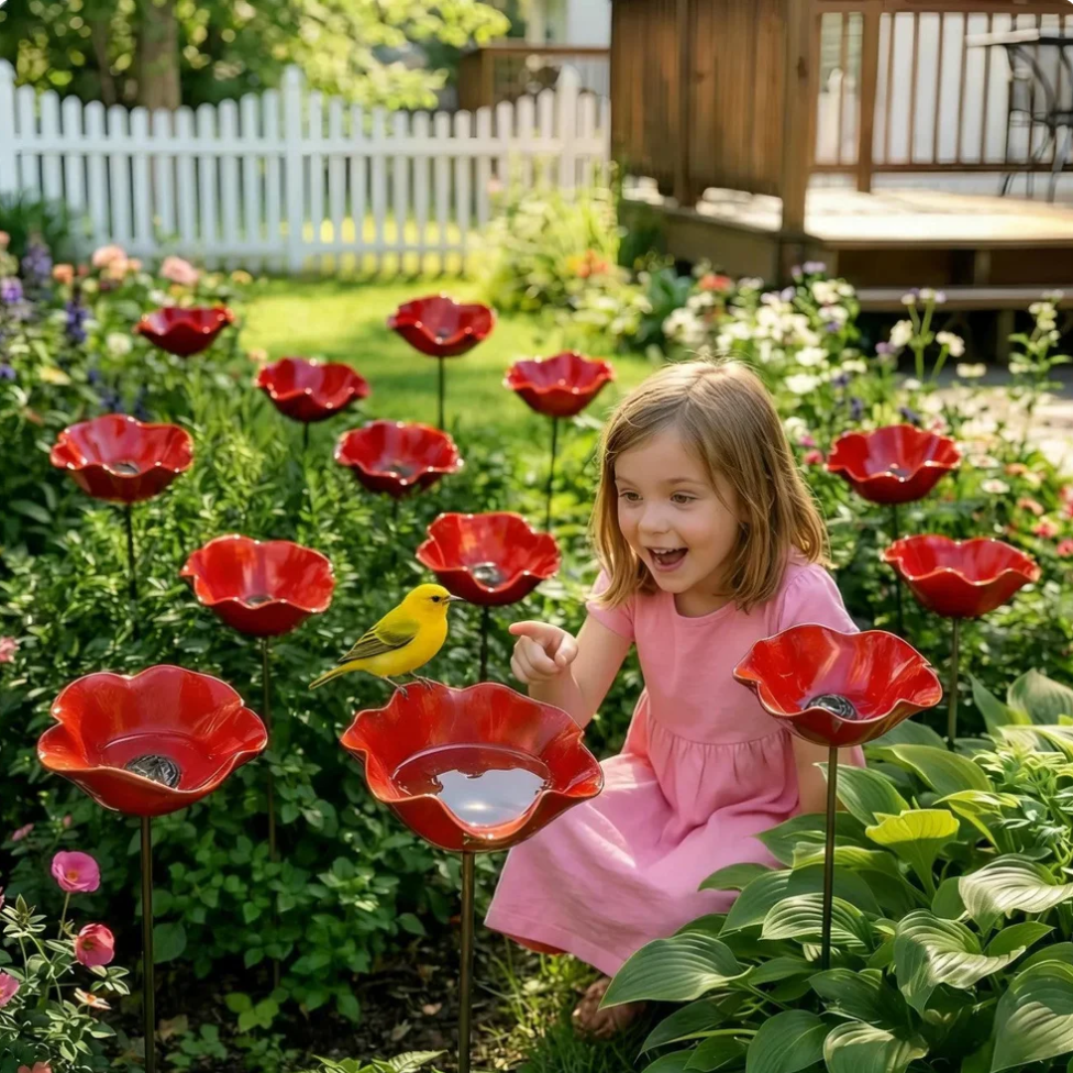 🎁Zolmeriq™ Handmade Metal Flower Garden Stake Bird Bath🐦