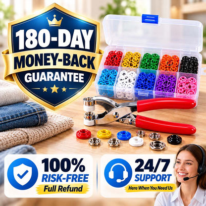 🏠 Zolmeriq™ Pro-Snap No-Sew Button Kit – Complete tools, easy use & durable fixes