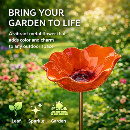 🎁Zolmeriq™ Handmade Metal Flower Garden Stake Bird Bath🐦