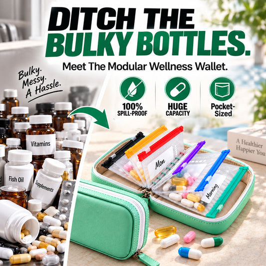 Zolmeriq™ Modular Wellness Wallet – 7-Day Travel Pill & Vitamin Organizer Case