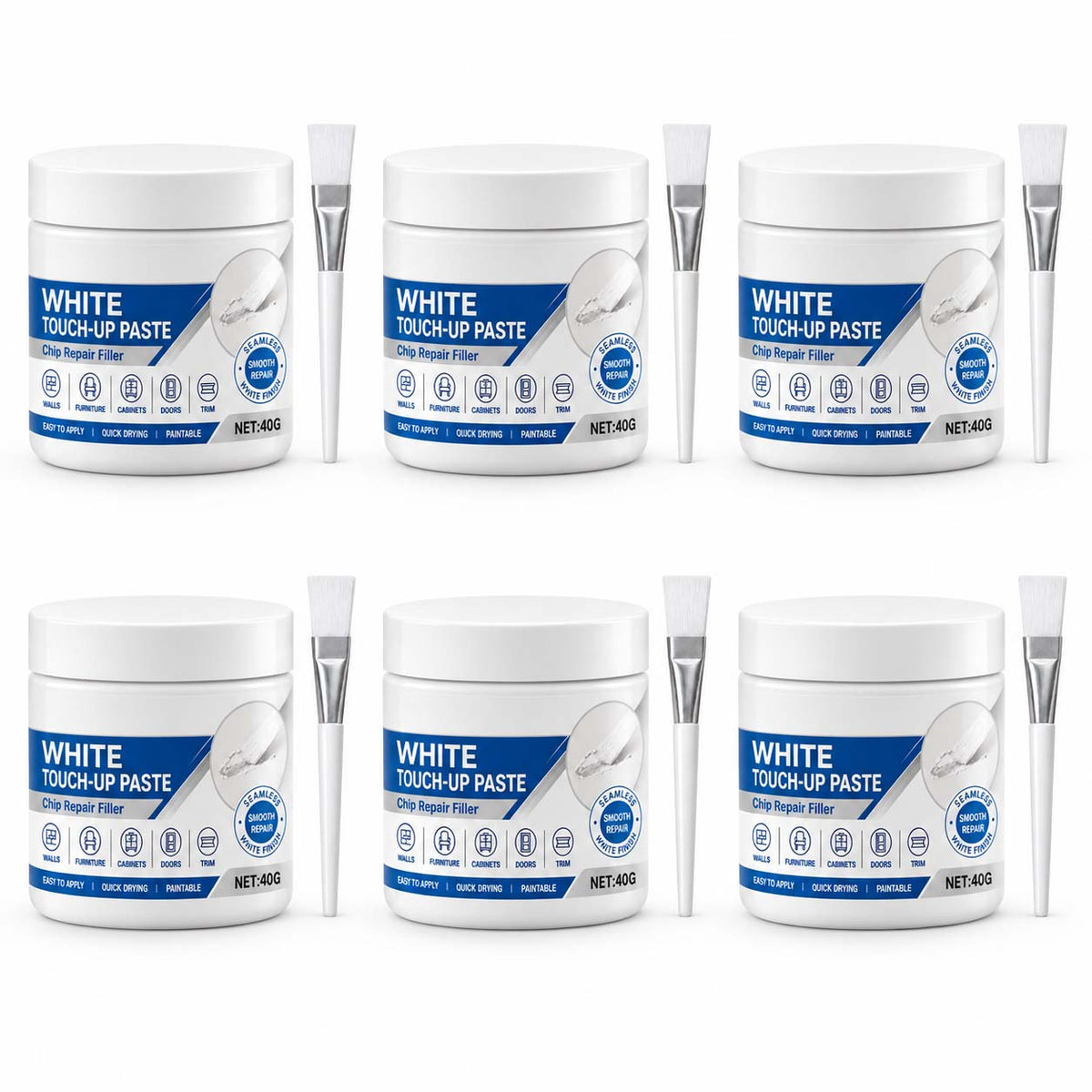 White Furniture Touch-Up Paste with Brush