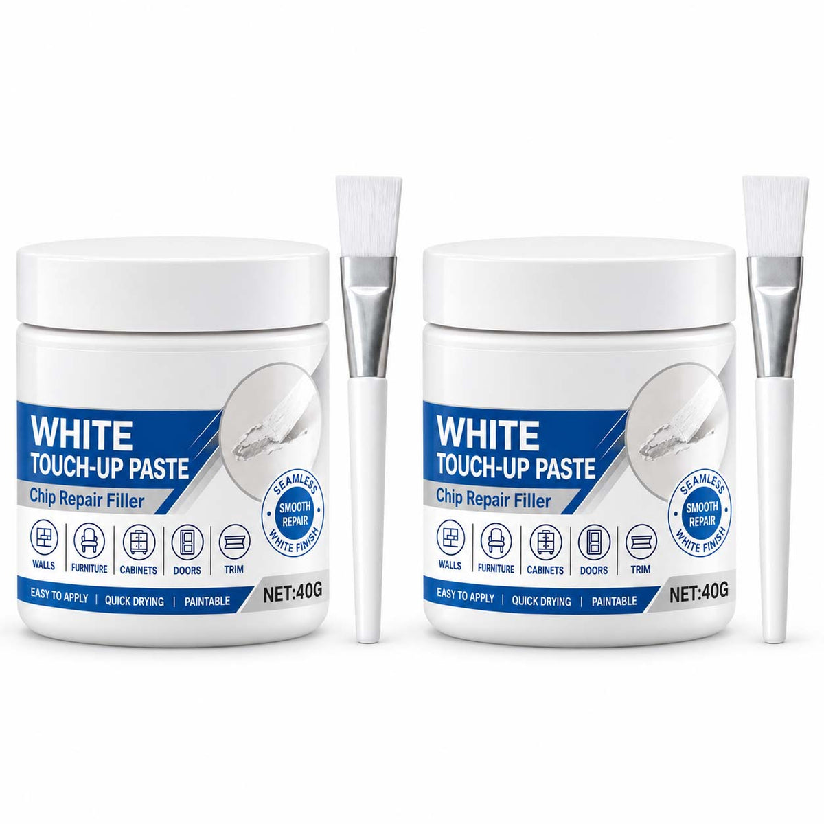 White Furniture Touch-Up Paste with Brush