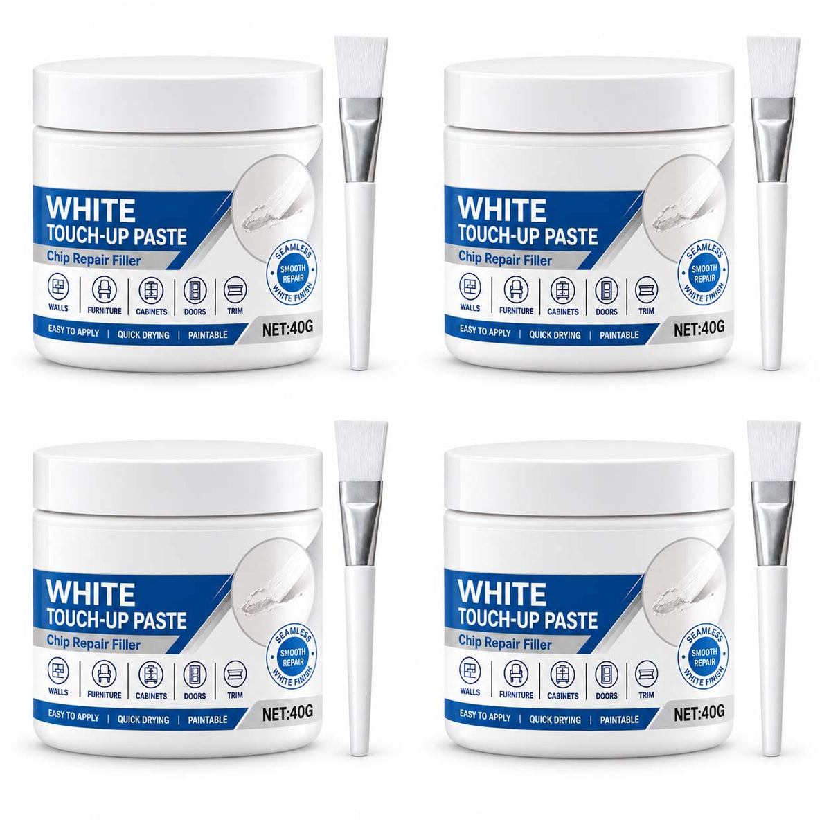 White Furniture Touch-Up Paste with Brush